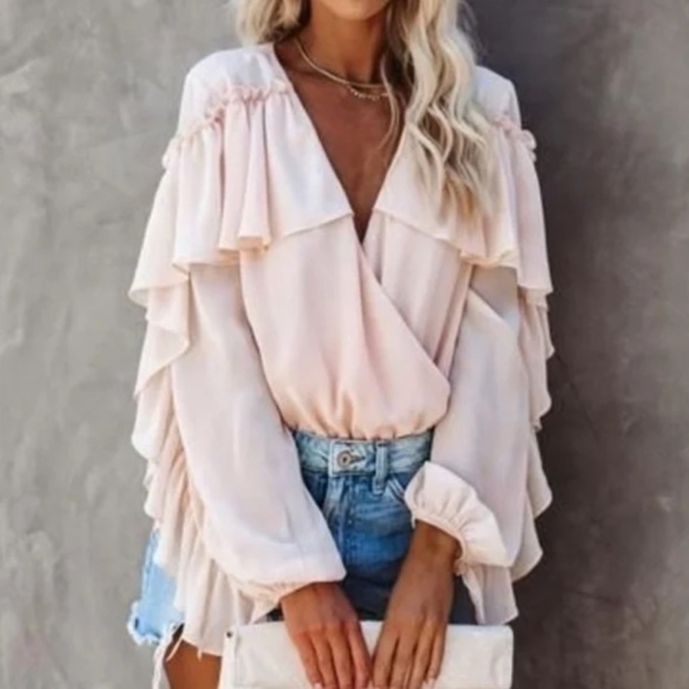 NWT Skylar Rose Pink Ruffled Bodysuit